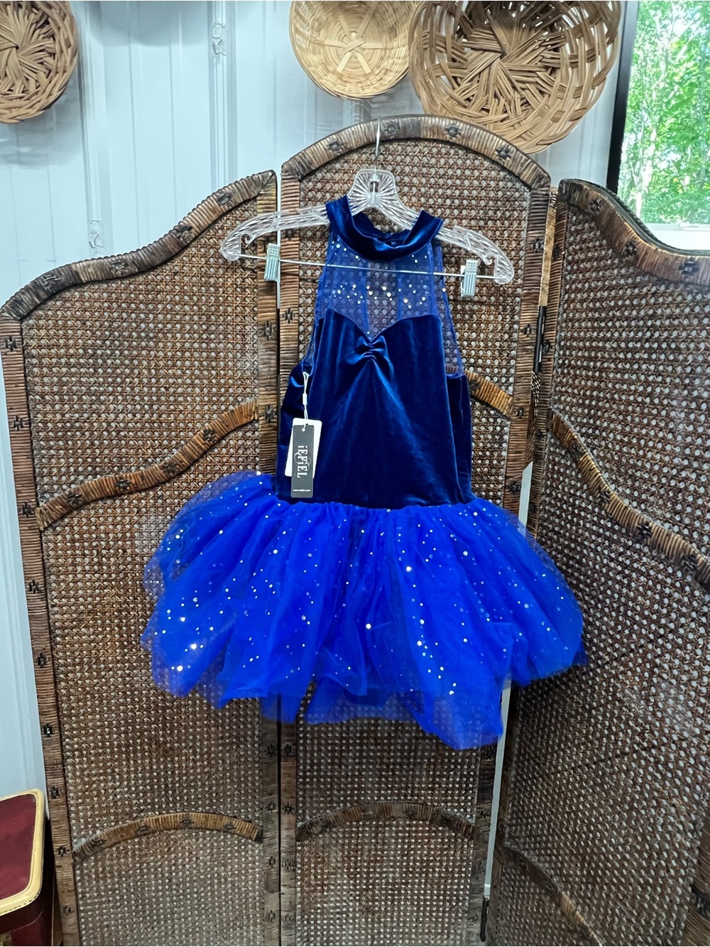 NWT IEFIEL girls dance costume medium blue